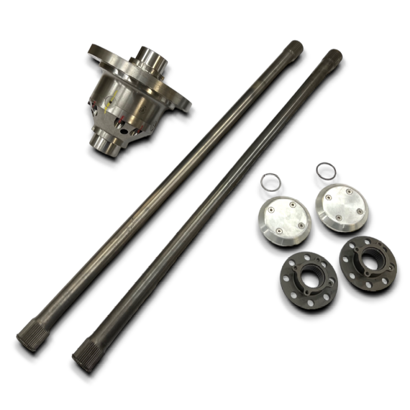 DHD 38 Spline 300M SRW Axle Kit with Locker for 2001+ Duramax 11.5 AAM, showing axle components and locking mechanism