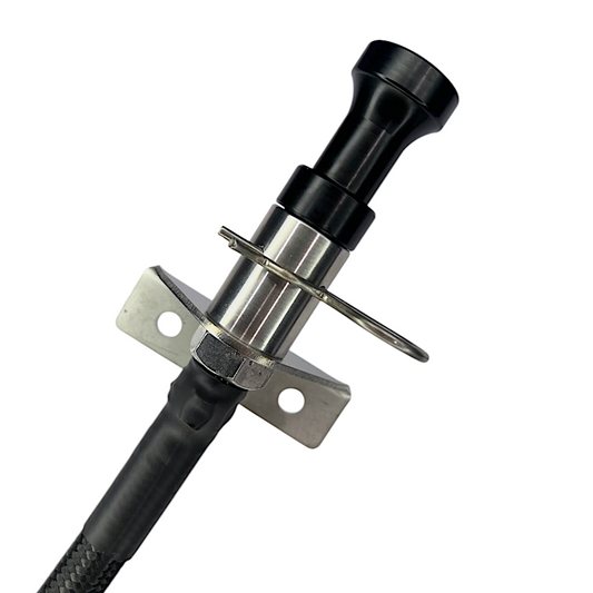 DP Customs 2001-2016 Duramax locking flexible dipstick for accurate oil level checks in diesel trucks.