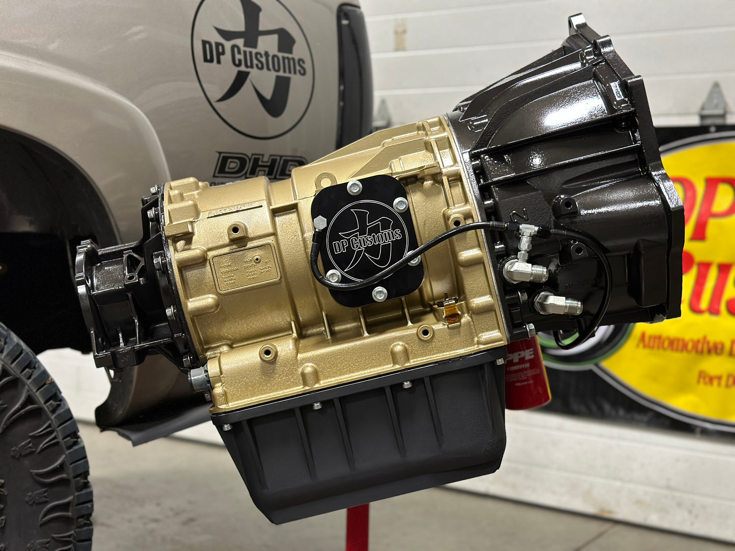 DP Customs Allison 1000+hp competition transmission featuring high-performance gear components and rugged construction.