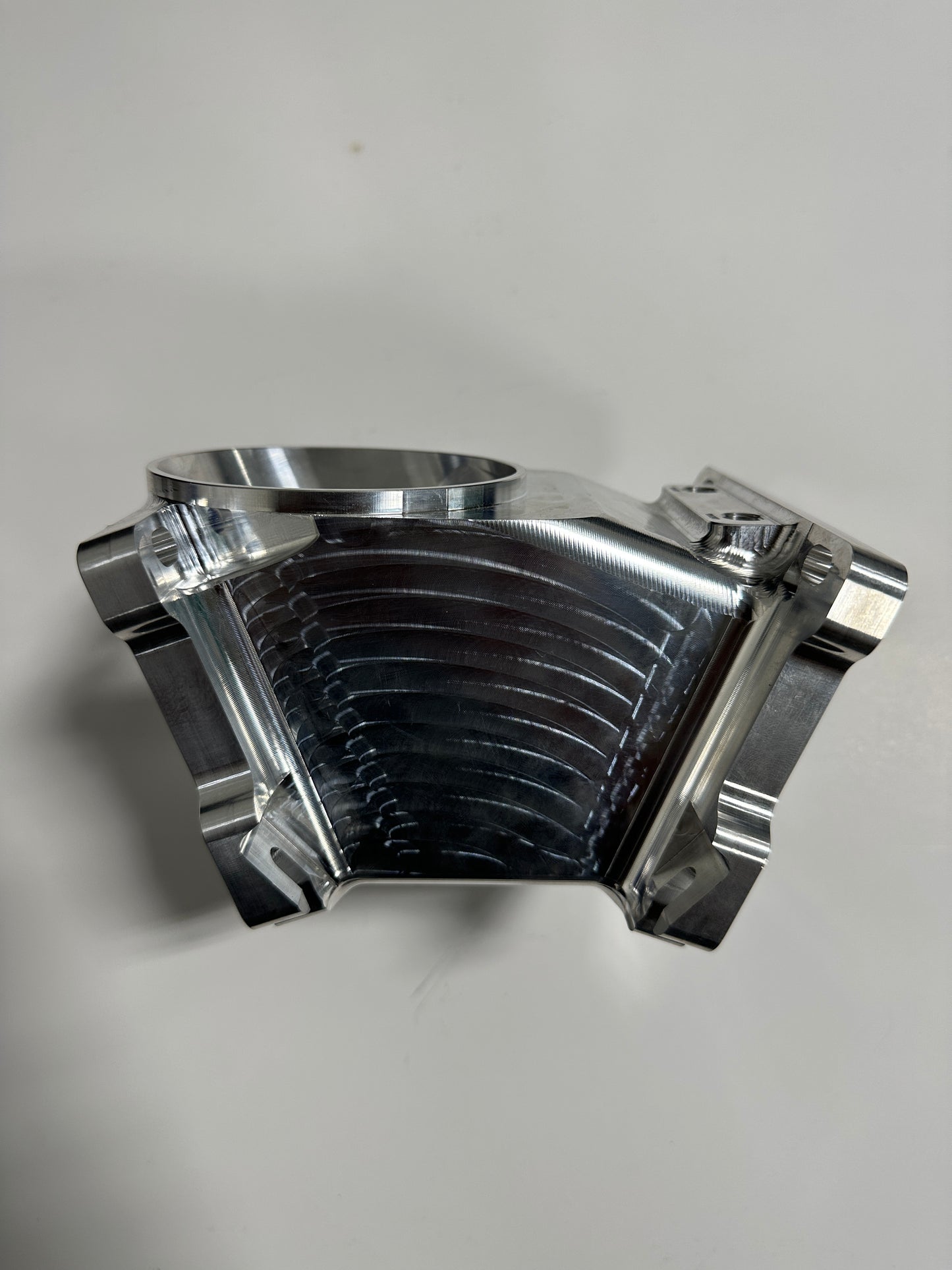DP Customs Duramax S400 Coldside Assembly showing the coldside turbocharger component with detailed metal fittings and branding.