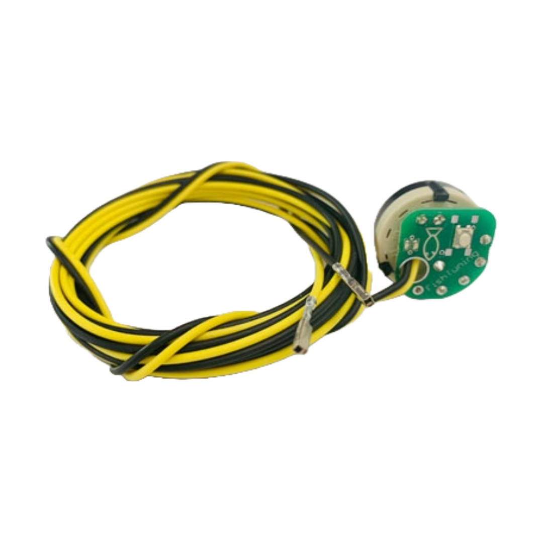 Fish Tuning Duramax DSP5/SOTF switch installed on a vehicle, showing the control switch with branding and connection cables.