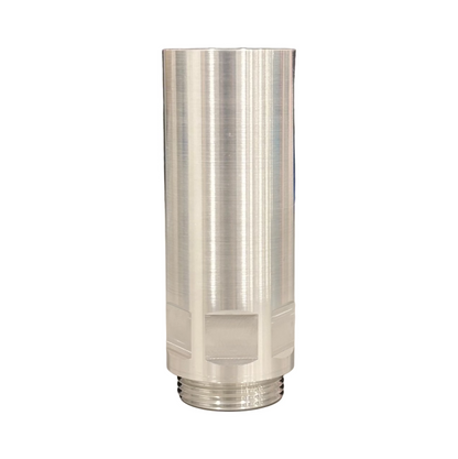 DP Customs L5P Billet CCV System Filler Neck, close-up of polished metal filler neck for diesel truck ventilation system.