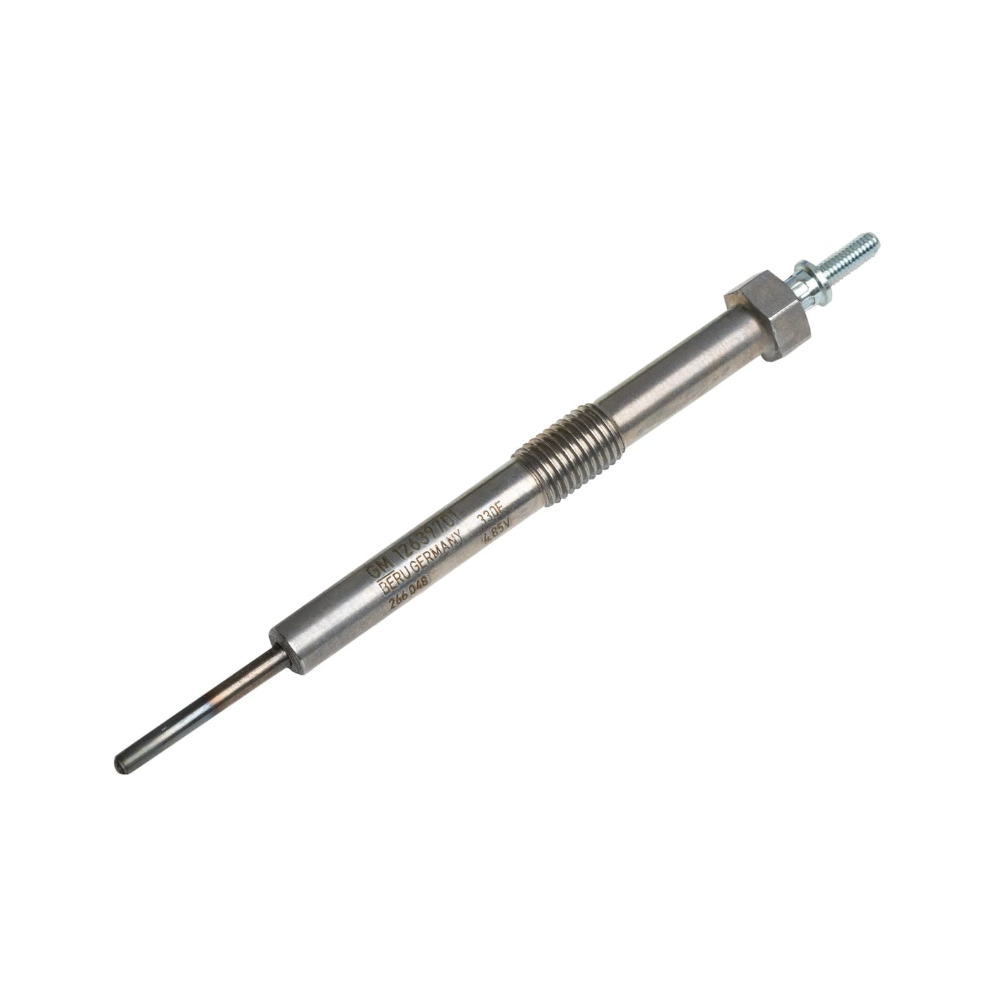 ACDELCO Duramax glow plug for 2001-2023 LB7, LLY, LBZ, LMM, LML, L5P diesel trucks, showing the metal and ceramic components.