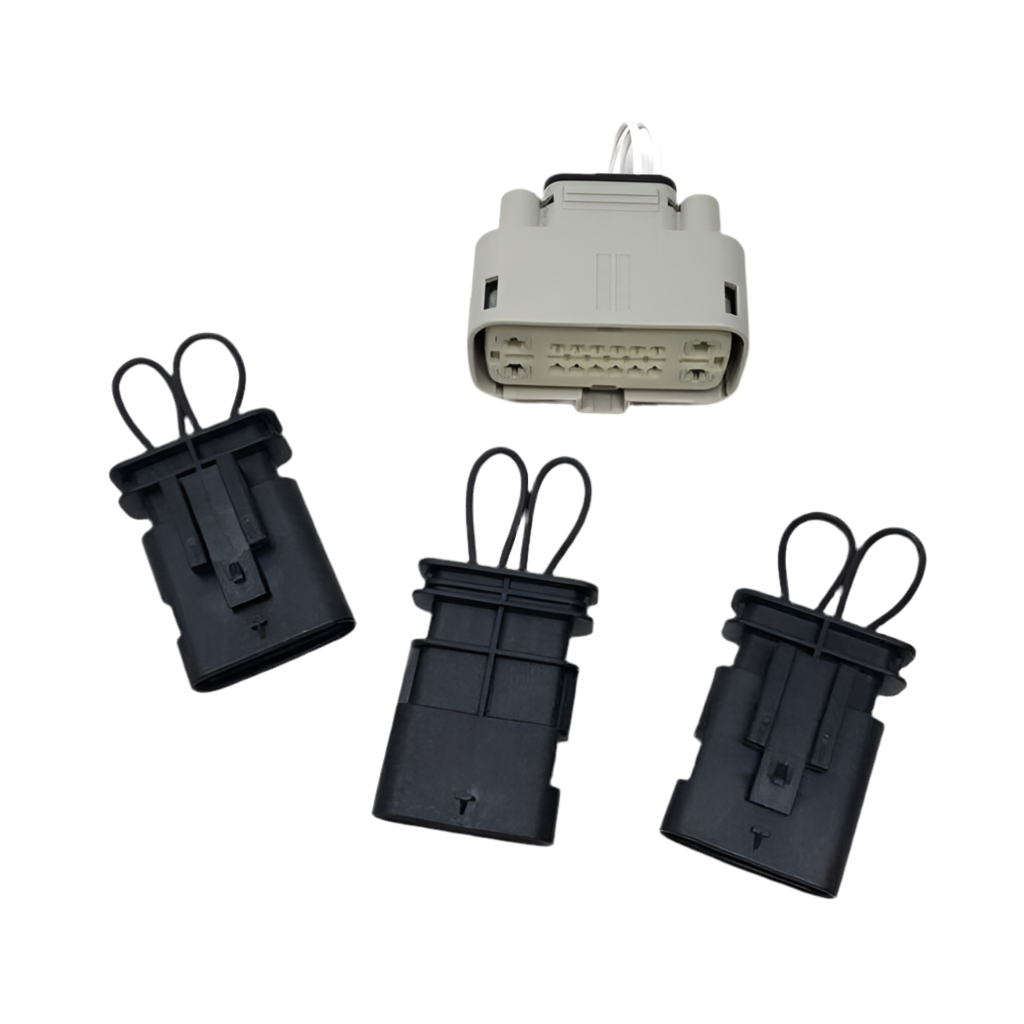 DP Customs 17-23 L5P CAN Bus Test Plugs shown in the image, featuring durable connectors for automotive diagnostics and testing.