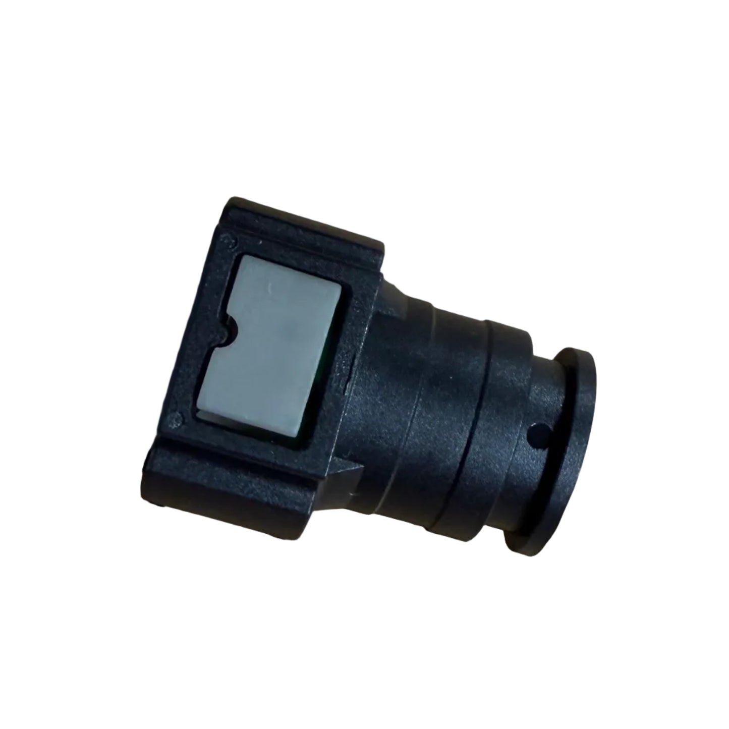 Duramax L5P 9th Fuel Injector Blanking Cap by DP Customs, close-up view of the black plastic engine component.