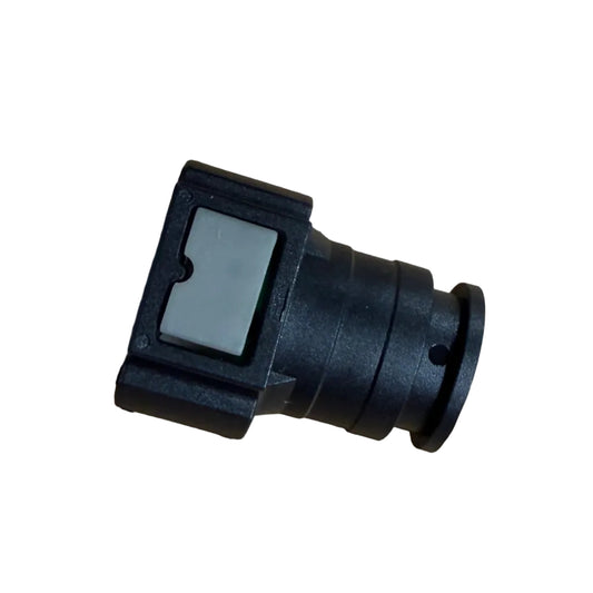 Duramax L5P 9th Fuel Injector Blanking Cap by DP Customs, close-up view of the black plastic engine component.