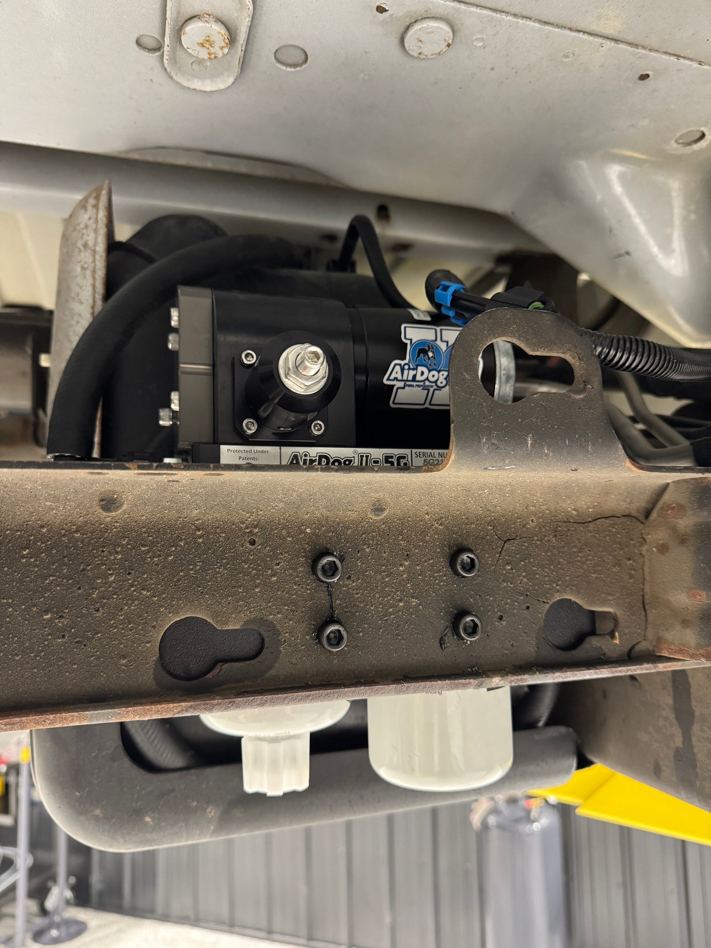DP Customs Airdog II 5G Duramax lift pump installed in diesel truck fuel system, showcasing durable design and high-performance components.