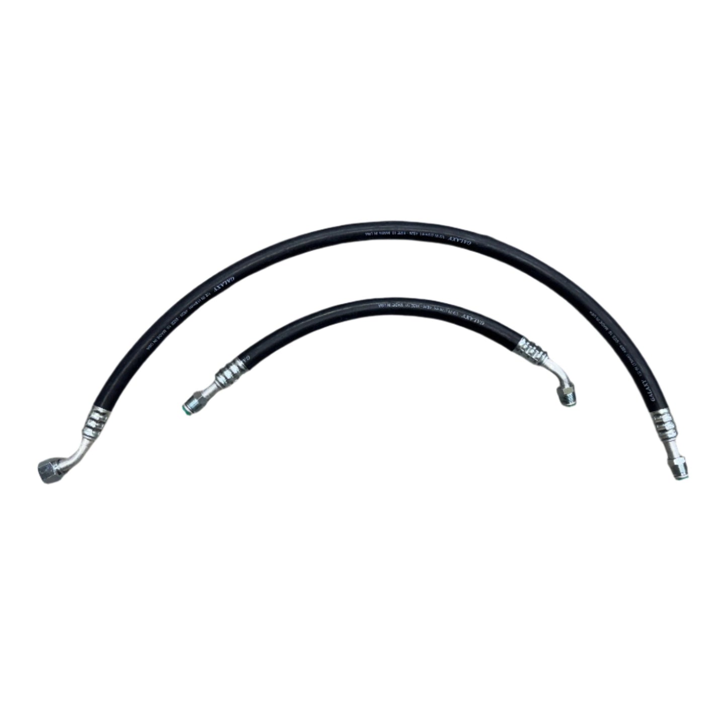 DP Customs Duramax 2003-2007 front route AC suction line, detailed view of the engine cooling component.