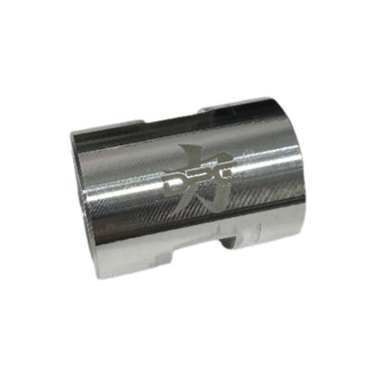 DP Customs 03-07 Duramax front route AC suction line, metal tubing with fittings, designed for vehicle cooling system repair.