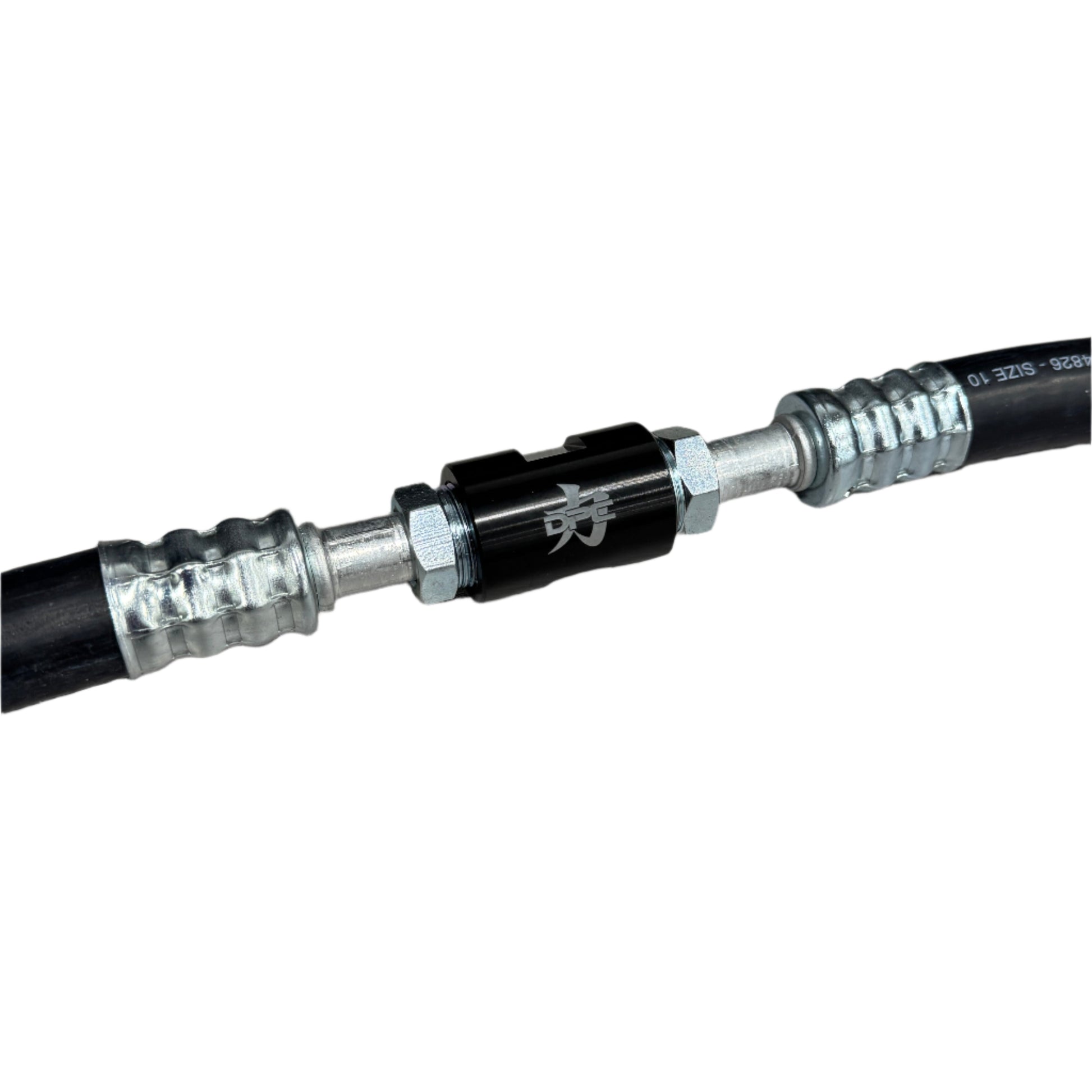 DP Customs 03-07 Duramax front route AC suction line, metallic tubing with fittings, designed for Duramax trucks.