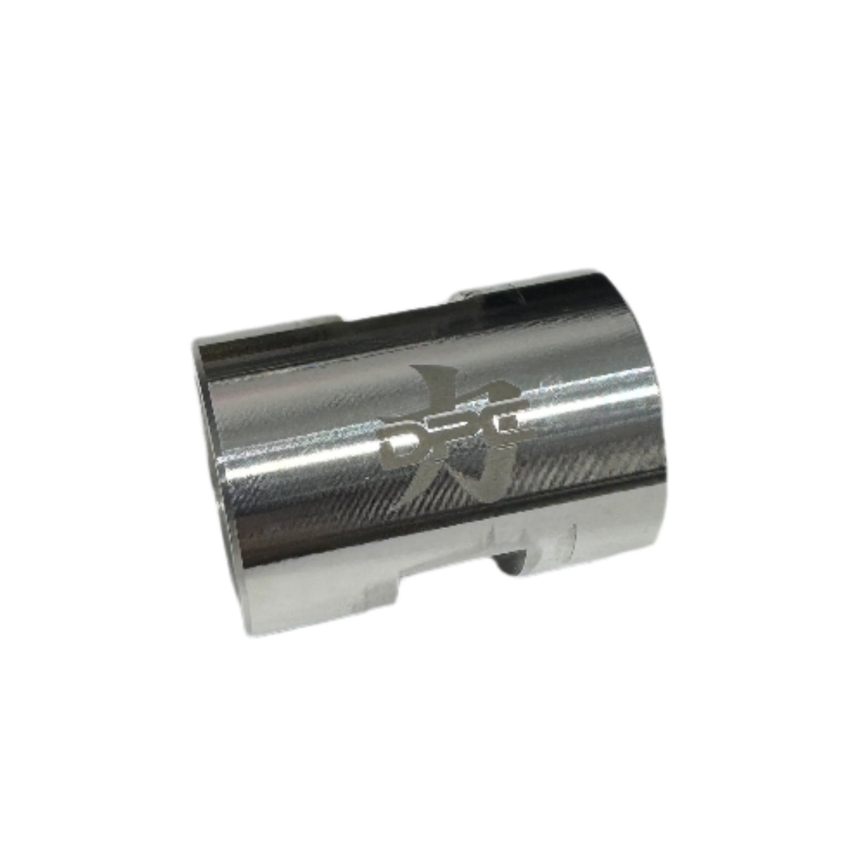 DP Customs #10 AC billet coupler fitting displayed on a white background, showcasing the high-quality aluminum automotive fitting.