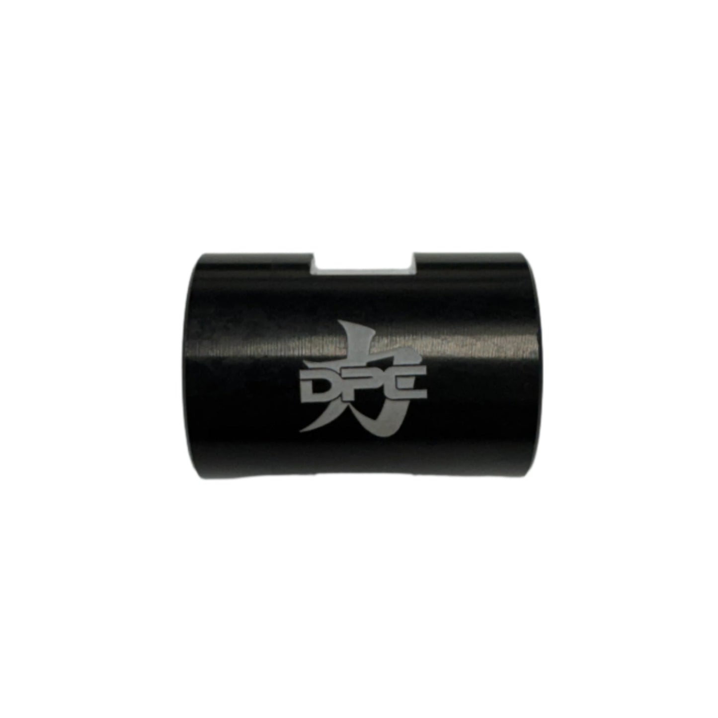 DP Customs #10 AC billet coupler fitting, shiny metal automotive part with threaded ends, used for custom air conditioning hose connections.
