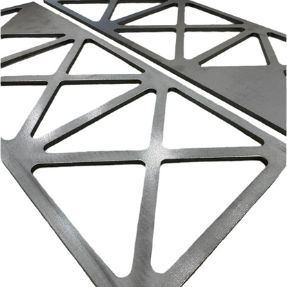 DP Customs 1999-2010 GM HD frame support brace shown in black with mounting brackets, designed for heavy-duty truck chassis.