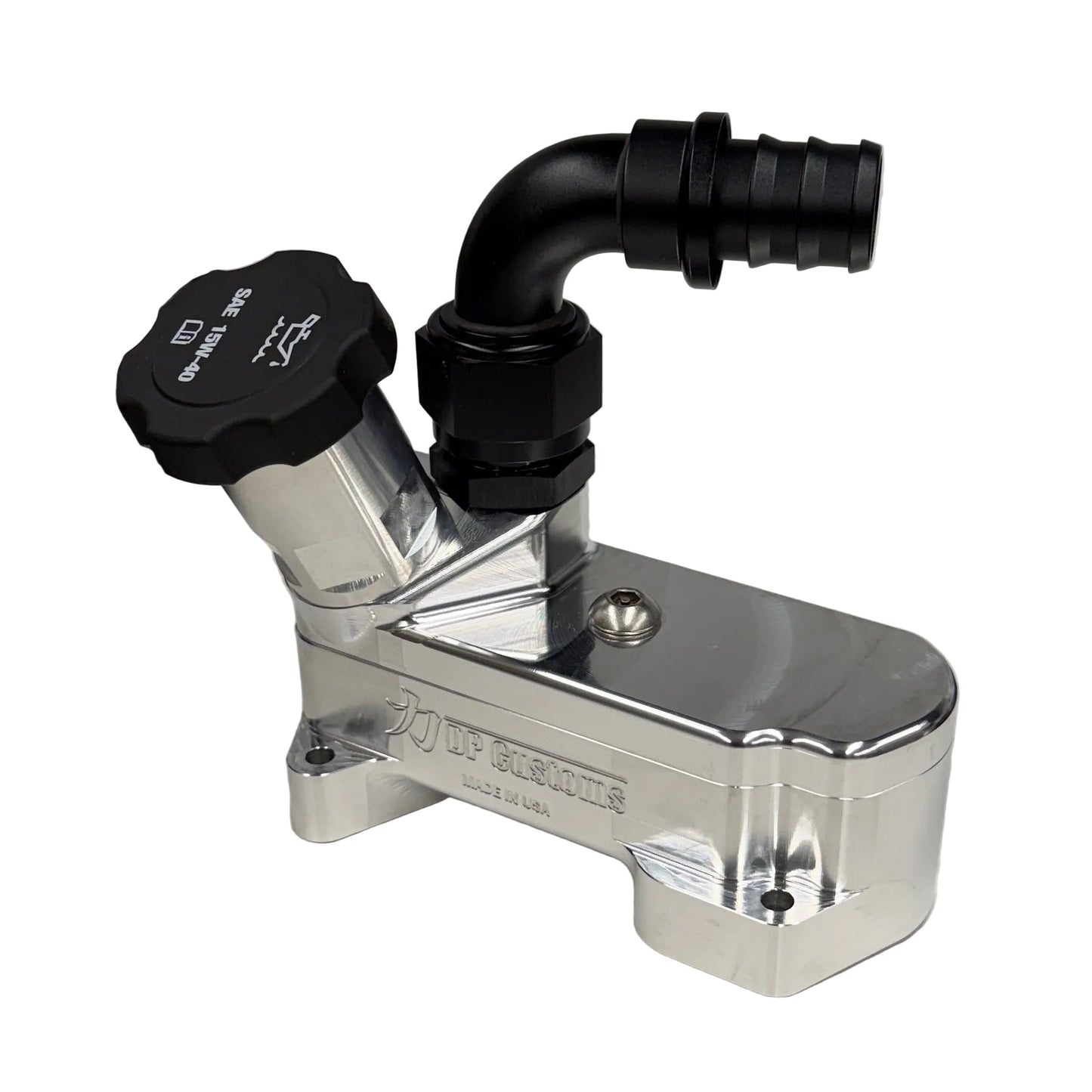 DP Customs 2017-2026 Duramax L5P Billet CCV System with polished metal components and fittings for engine performance.