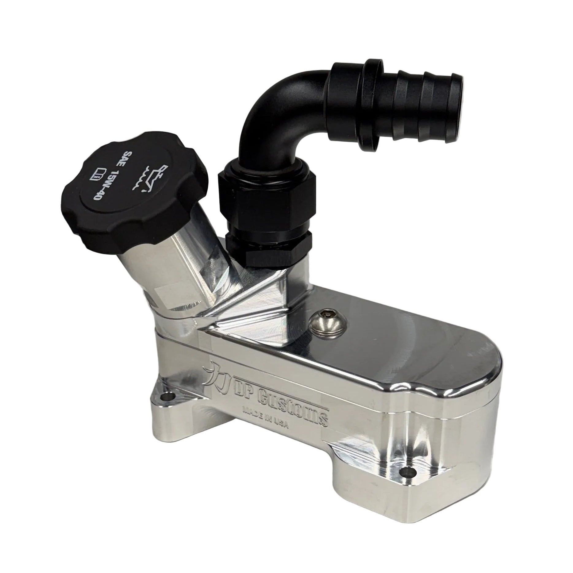 DP Customs 2017-2026 Duramax L5P Billet CCV System with polished metal components and fittings for engine performance.