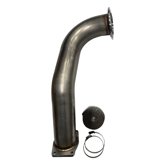 DP Customs 2017-2026 L5P 3.5-inch stainless steel downpipe with smooth bends and flange for diesel truck exhaust upgrade