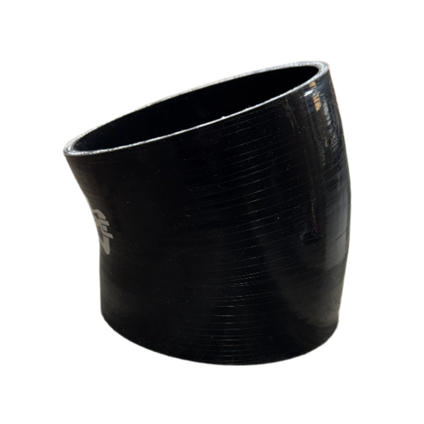DP Customs 5-inch 22-degree intake boot, black rubber automotive part with textured surface for engine airflow upgrade.