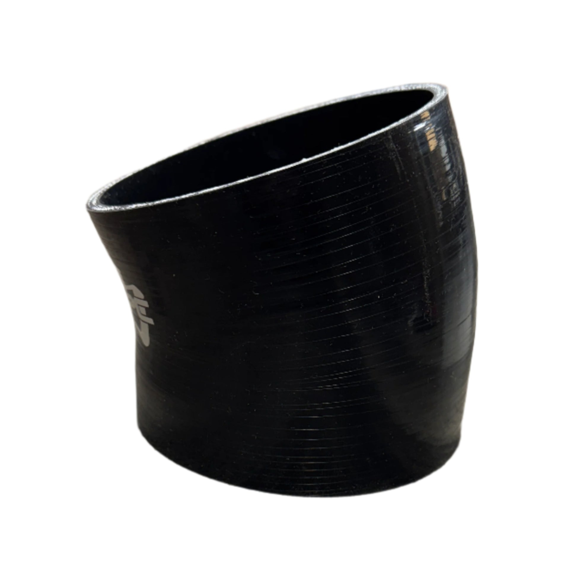 DP Customs 5-inch 22-degree intake boot, black rubber automotive part with textured surface for engine airflow upgrade.