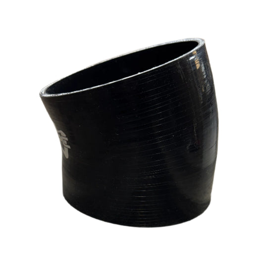 DP Customs 5-inch 22-degree intake boot, black rubber automotive part with textured surface for engine airflow upgrade.