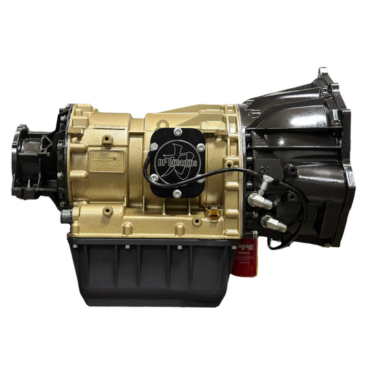 DP Customs Allison 1000+hp Competition Transmission showing detailed metal casing and gear components.