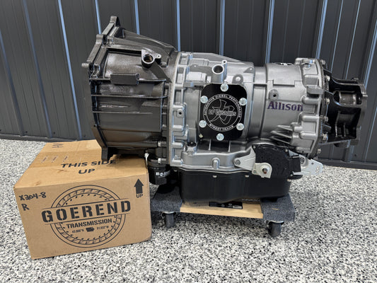 DP Customs Allison 750hp Street Transmission with sturdy metal casing and gear components, designed for high-performance vehicle upgrades.
