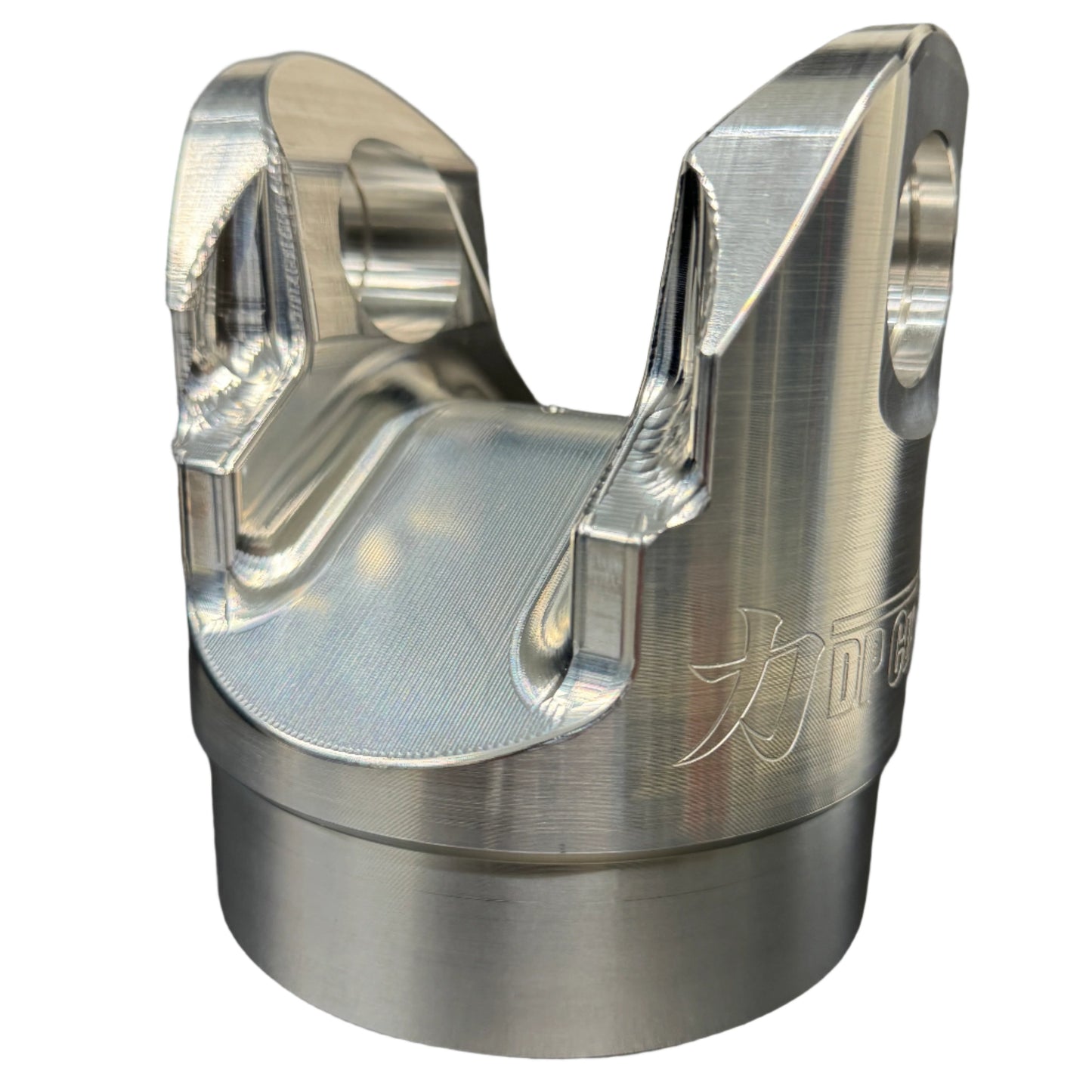 DP Customs Billet 1480 aluminum driveshaft yoke showing polished billet aluminum construction and precision machining.