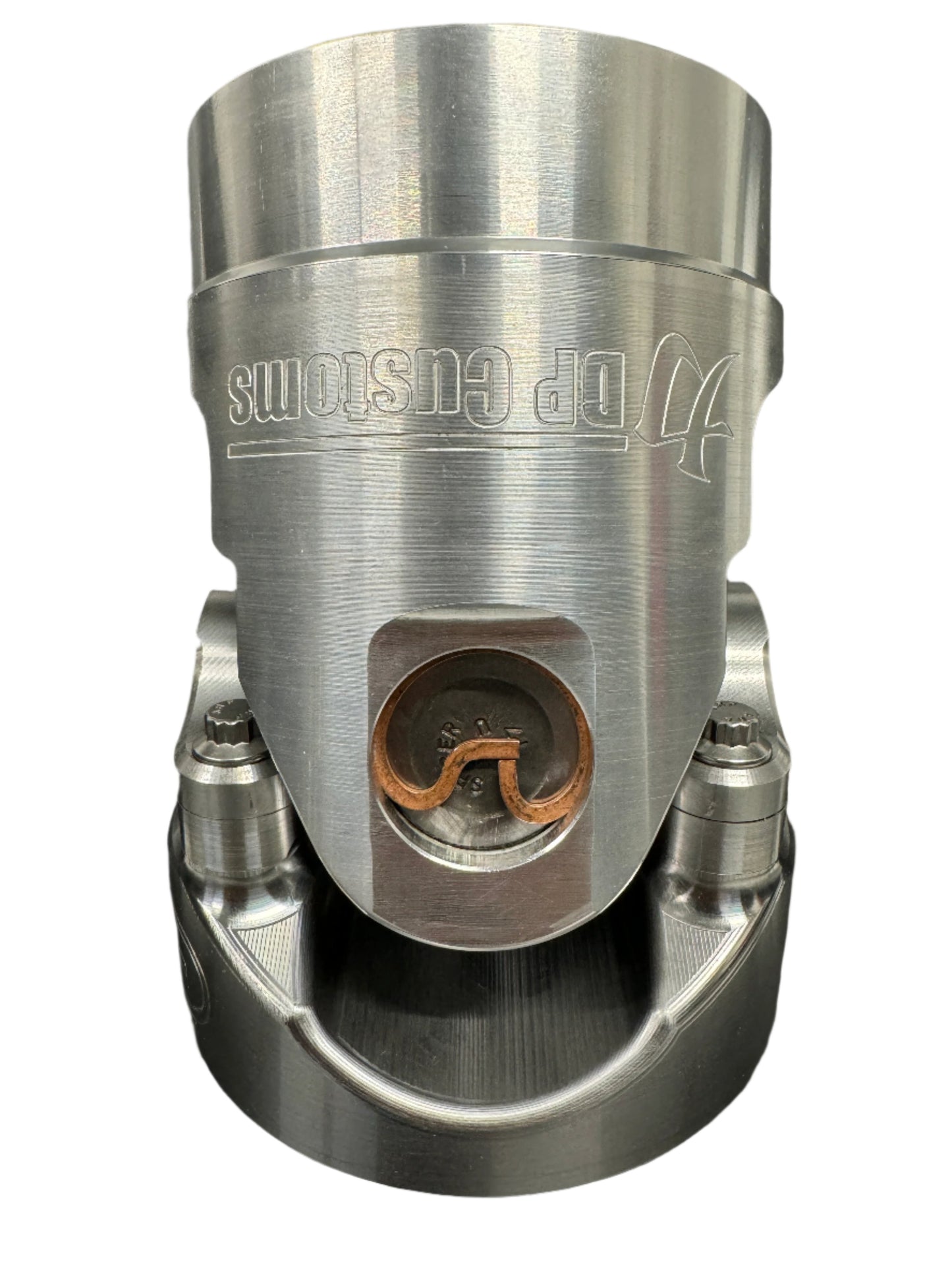 DP Customs Billet 1480 Aluminum Driveshaft Yoke showing polished billet aluminum construction and precise machining details.