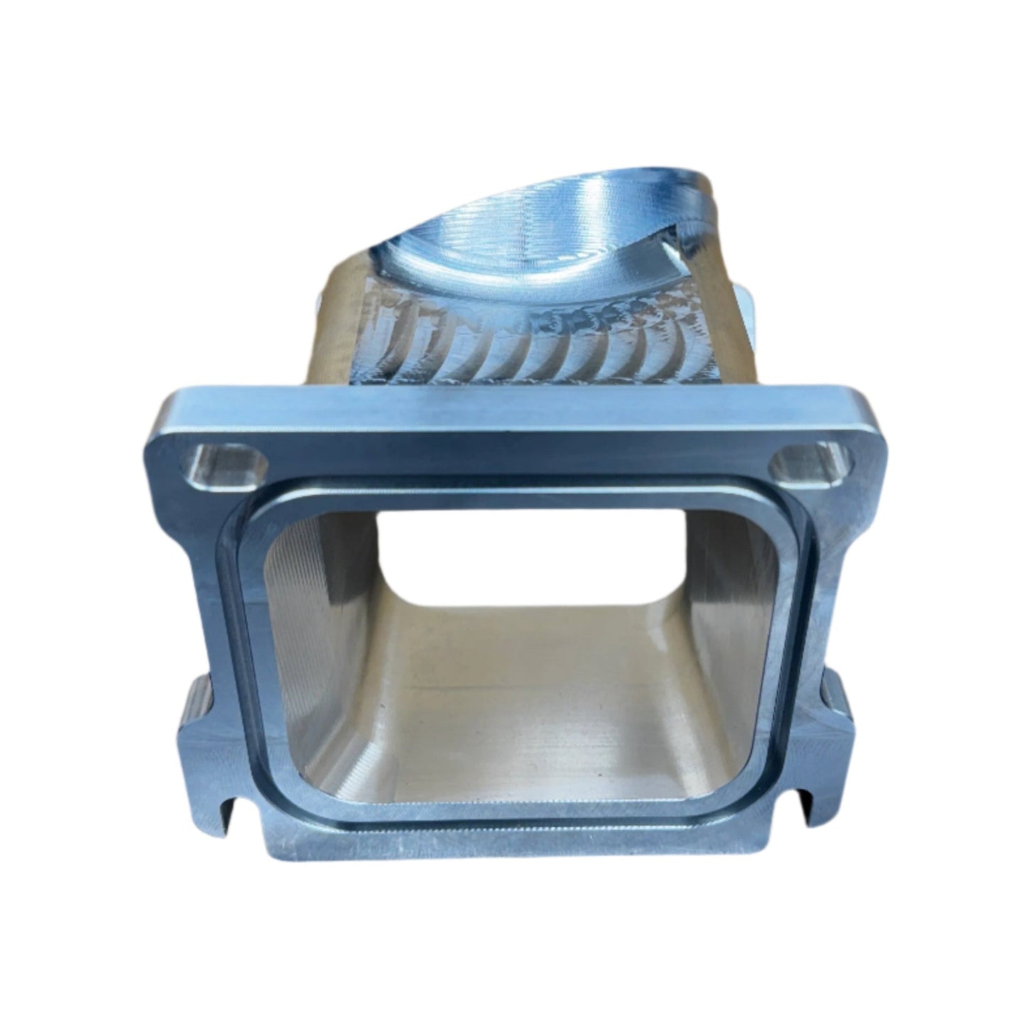 DP Customs Duramax 3.5-inch billet Y bridge, automotive engine part with polished metal finish, designed for Duramax diesel engines.