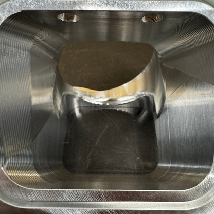 DP Customs Duramax 3.5-inch billet Y bridge shown in polished metal finish, designed for Duramax diesel engine intake manifolds.