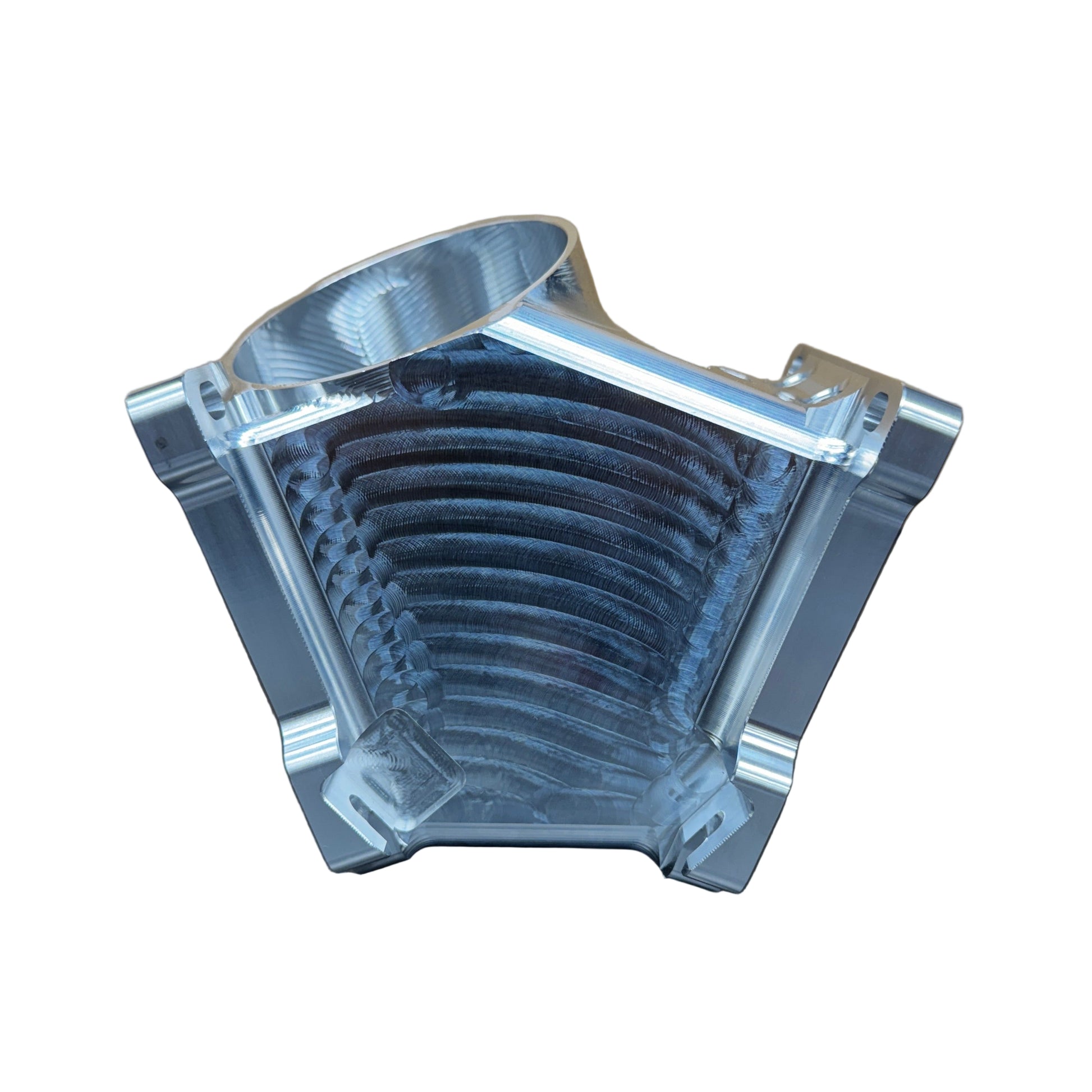 DP Customs Duramax 3.5-inch billet Y bridge showing polished metal construction for Duramax diesel engines.
