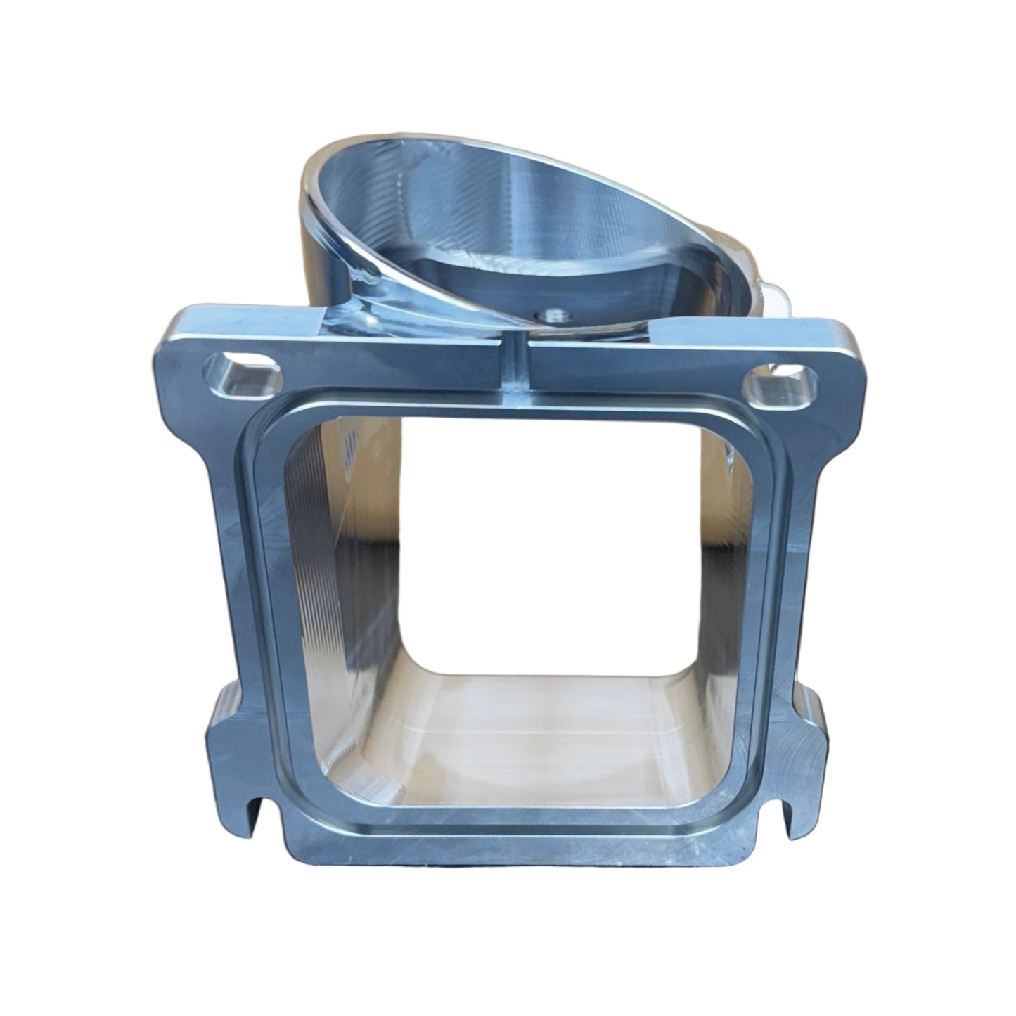 DP Customs Duramax 3.5-inch billet Y bridge showcasing durable aluminum construction and precise machining for diesel truck performance