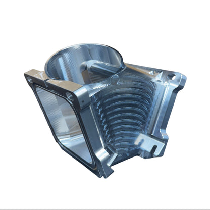DP Customs Duramax 3.5-inch billet Y bridge, lightweight engine component with precision-machined aluminum finish.