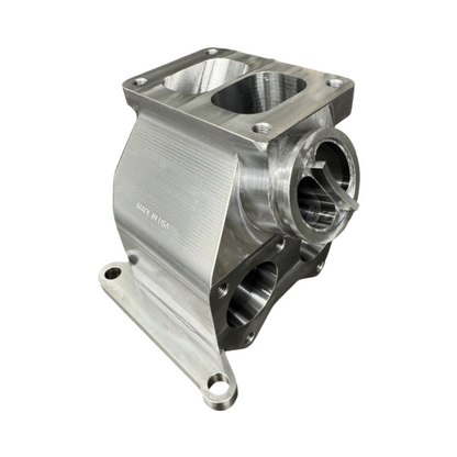 DP Customs Duramax Billet T6 Wastegate Pedestal showing polished aluminum finish and precise mounting features