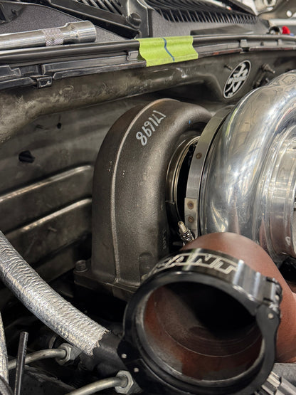 DP Customs Duramax billet T6 wastegate pedestal with mounting hardware for Duramax diesel engines.