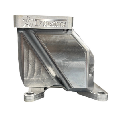 DP Customs Duramax Billet T6 Wastegate Pedestal mounted on a turbocharger for Duramax diesel engines.