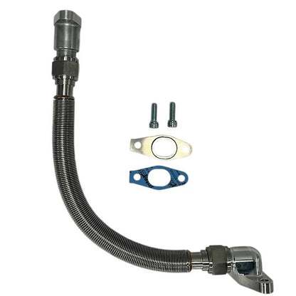 DP Customs Duramax S400 -12 Turbo Drain oil drain fitting with durable metal construction and threaded connection for diesel trucks