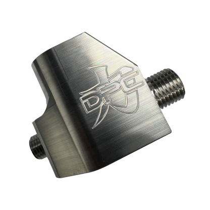 DP Customs LB7 fuel distribution block showing multiple fuel lines and connectors for diesel engine fuel system.