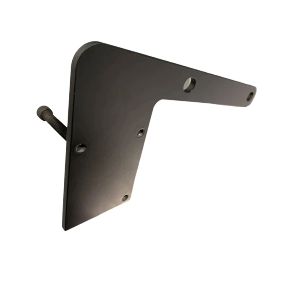 DP Customs SoCal Diesel waterpump bypass bracket for dual CP3 fuel pumps, shown mounted on a diesel engine.