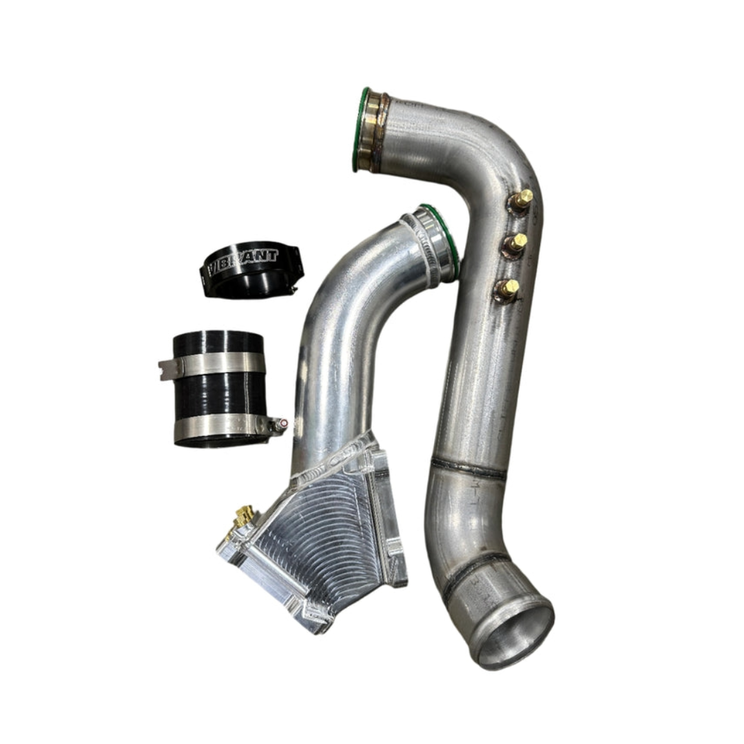 DPC Duramax S400 Coldside Assembly by DP Customs, close-up view of the turbocharger component on a white background