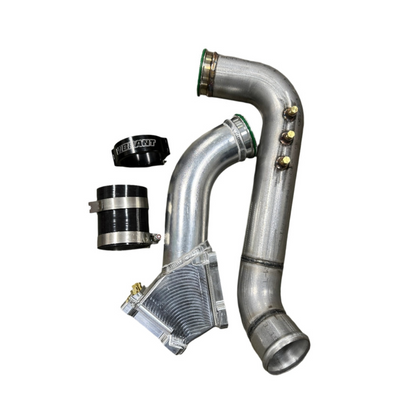 DPC Duramax S400 Coldside Assembly by DP Customs, close-up view of the turbocharger component on a white background