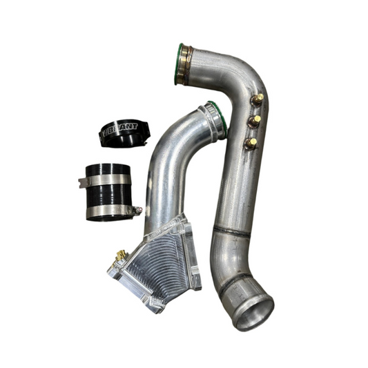 DPC Duramax S400 Coldside Assembly by DP Customs, close-up view of the turbocharger component on a white background