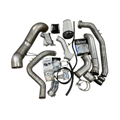DP Customs DPC LB7 Duramax S400 single turbo kit showing the turbocharger and components for diesel engine performance.