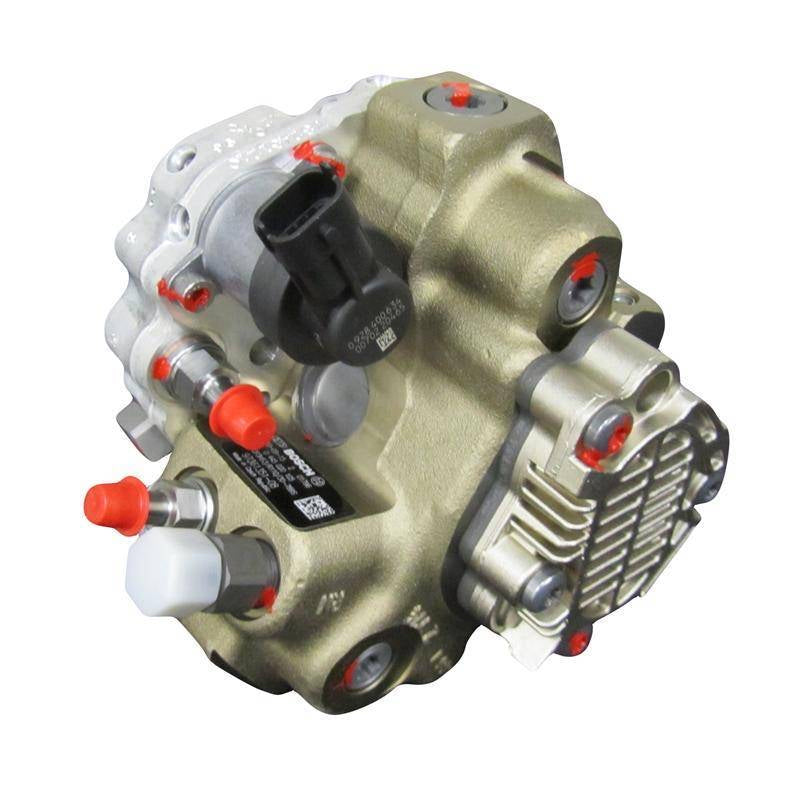 DP Customs Exergy LBZ CP3 fuel system component with metal fittings and hoses, designed for Duramax LBZ engines.