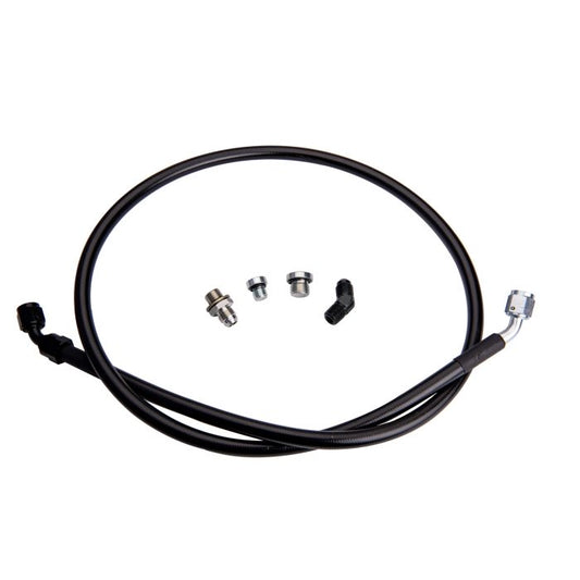 Fleece Remote Turbo Oil Feed Line Kit for 2001-2016 Duramax, featuring durable fittings and high-quality construction by DP Customs.