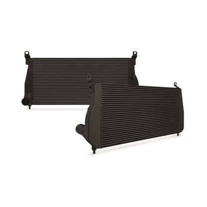 Mishimoto intercooler for 2001-2005 Duramax diesel truck, black aluminum core with mounting brackets, by DP Customs