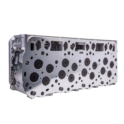 Fleece Performance LB7 Cupless Cylinder Heads in black, showcasing detailed metal construction and bolt holes for engine installation.