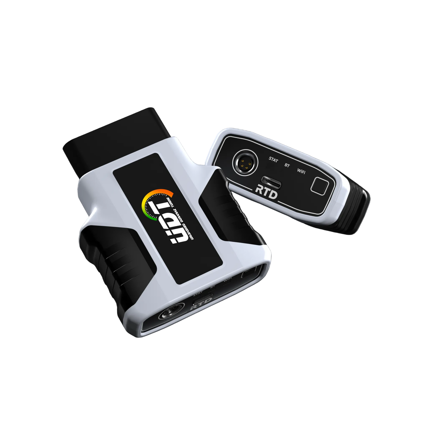 HP Tuners UDT RTD device with screen and controls, used for vehicle tuning and diagnostics.
