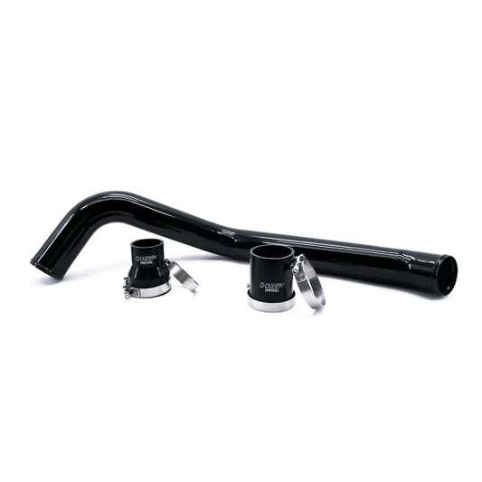 HSP Diesel HSP 2001-2010 Duramax hot side intercooler pipe in black, durable metal tube for Chevrolet and GMC trucks.