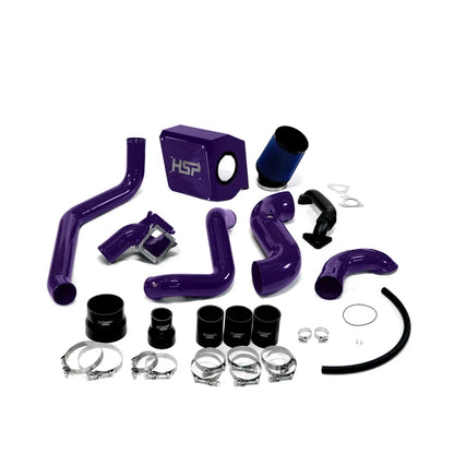 HSP Diesel Duramax Max Air Flow Bundle with candy purple intake components for Chevy and GMC trucks, enhancing airflow and engine performance.