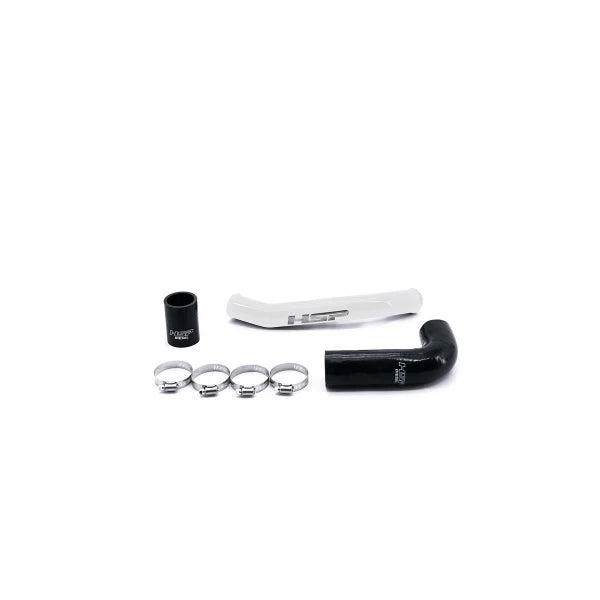 HSP Diesel upper coolant tube for 2011-2014 LML Duramax Chevrolet and GMC trucks, shown in polar white.